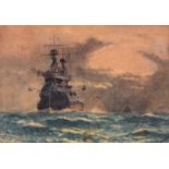 I.G. Harton, Second World War Ship, possible a mine sweeper, signed and dated 1919, 18cm x 12.5cm