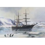 Kenneth Cooper, (20th Century) Ship in the Antarctic, signed and dated 95, 60cm x 41cm excluding