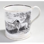 19th century transfer decorated Mug showing dogs hunting.