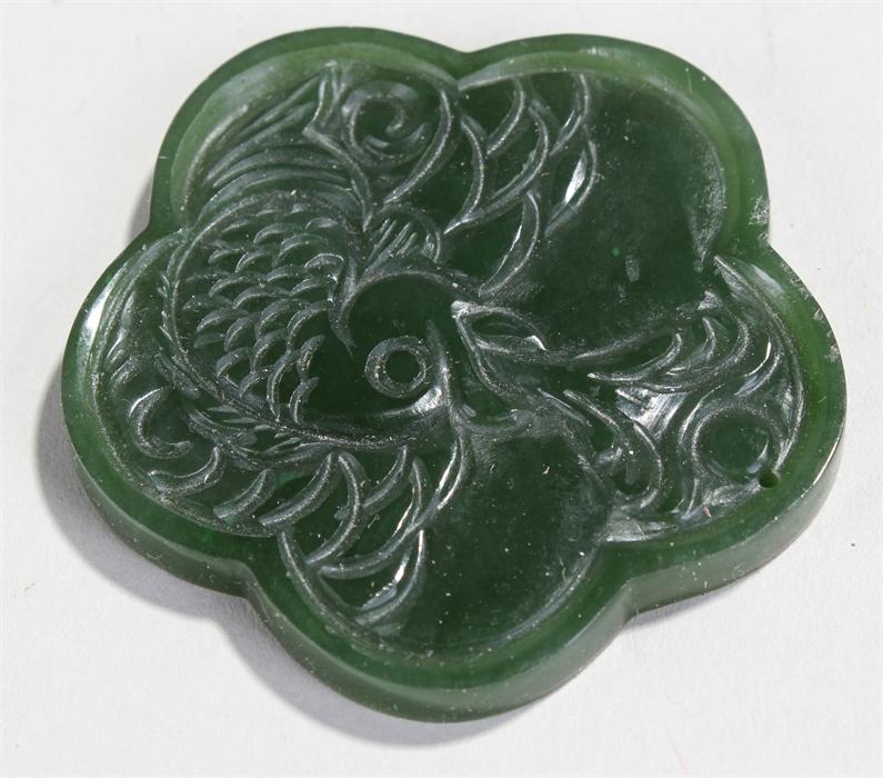 Jade tablet, carved with a Koi