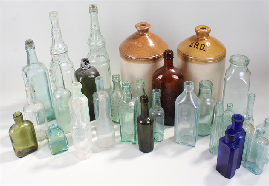 Large quantity of bottles to include Champion & Slee ltd vinegar bottles, medicene, and ink