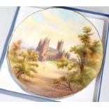 Royal Worcester collectors plate showing Canterbury Cathedral in original box