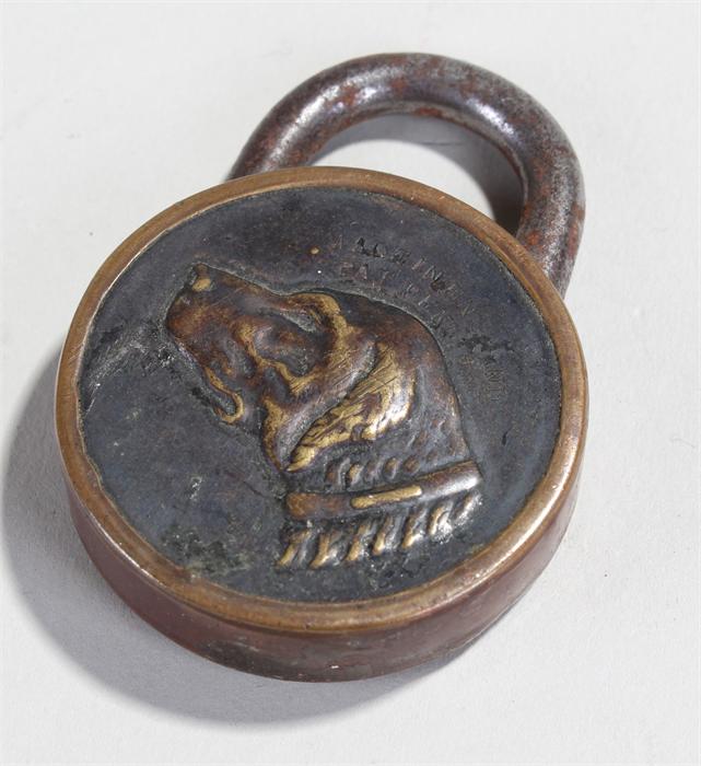 Dog head padlock, numbered 379