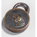 Dog head padlock, numbered 379