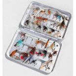 Wheatley fishing fly case, with flies