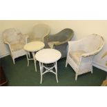 Lloyd Loom furniture, to include four chairs and two tables, (6)|