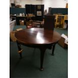 Mahogany Extending table wioth two leafs togoether with a coffee table with cabriole legs