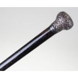 Silver topped walking cane, with RAMC inscription
