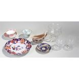 mixed lot to include an Imperial Stone china plate Belisarius pattern, a saucer and glass items (