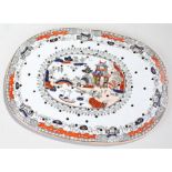 Masons Ironstone drainer dish/plate, with pagoda scene, 35cm wide