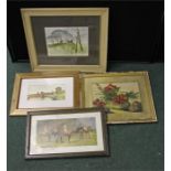 Four pictures to include watercolours and prints (4)