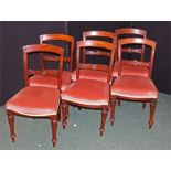 Six chairs sprung seated raised on turned legs. late 19th century