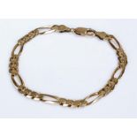 9 carat gold bracelet, with clip end and link chain, 12.1 grams