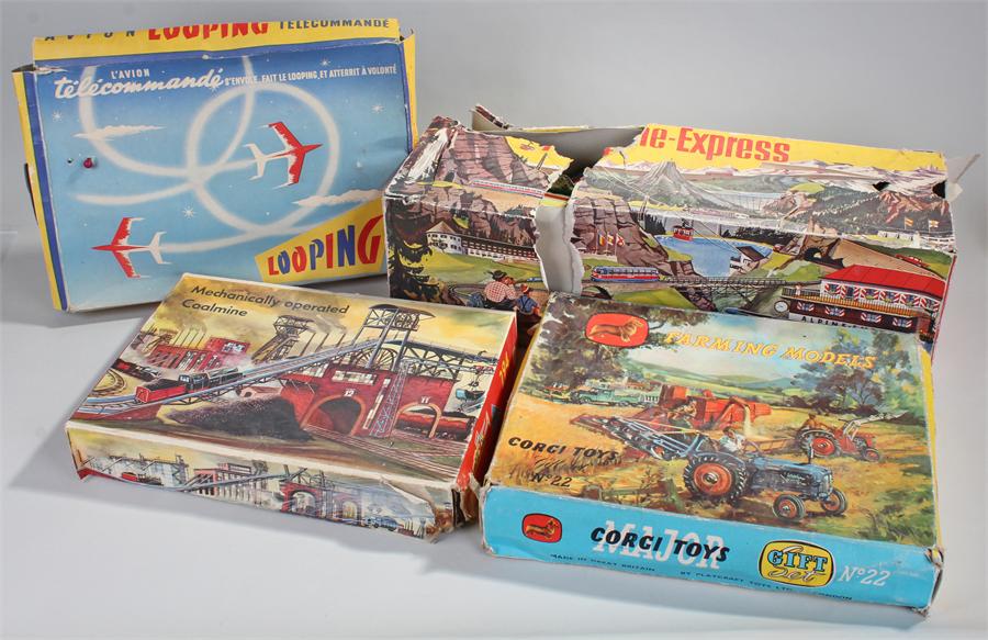 Toy sets, to include a boxed Technofix coalmine No 294, Tecnofix Express boxed, Corgi Farming Models