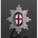 Gold enamel and diamond set Order of the Garter, the enamel centre with Latin script, flanked by