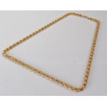 9 carat gold rope twist chain necklace, the twist chain with clip end, 15.9 grams