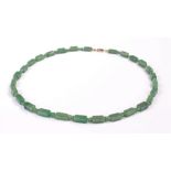 Jade necklace, with rectangular and ball links, 60cm long