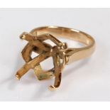 14 carat gold ring shank, with a four claw mount, 6.1 grams