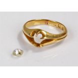 18 carat gold diamond ring, the diamond now loose with 18 carat band