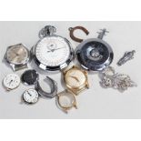 Collection of watches, to include Timex, Huntana, Smiths stopwatch, together with brooches and