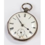 Silver pocket watch with enameled dial