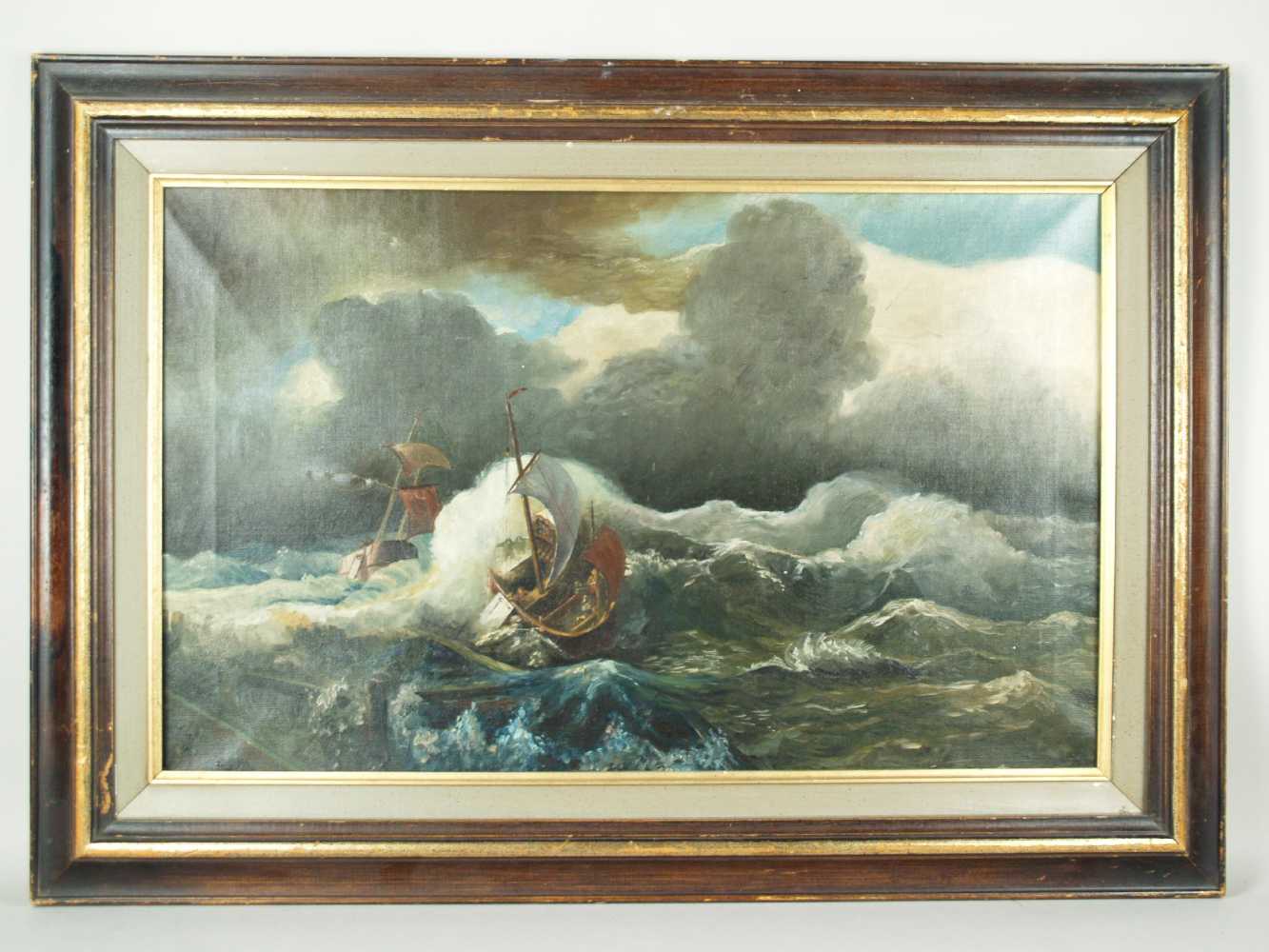 Stemmer,E.- Schiffe in stürmischer See,Öl auf Leinwand,links unten signiert und datiert 1915,Lwd