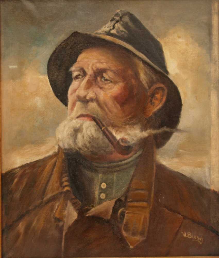 Biesel,W. -1.Hälfte 20.Jh.- Porträt eines Seemanns mit Pfeife, Öl/Leinwand,rechts unten signiert,