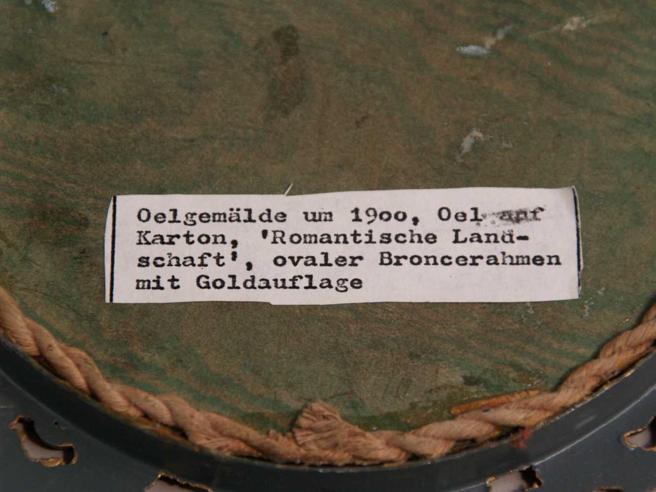 Anonym - Romantische Landschaftsansicht,um 1900,Öl auf Karton,oval,ca.23x16,5cm,durchbrochen - Image 4 of 4