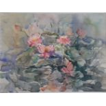 Sokew,Jan(*1929 Prag) - Roséfarbene Blüten,Original-Aquarell auf leicht strukturiertem Papier,