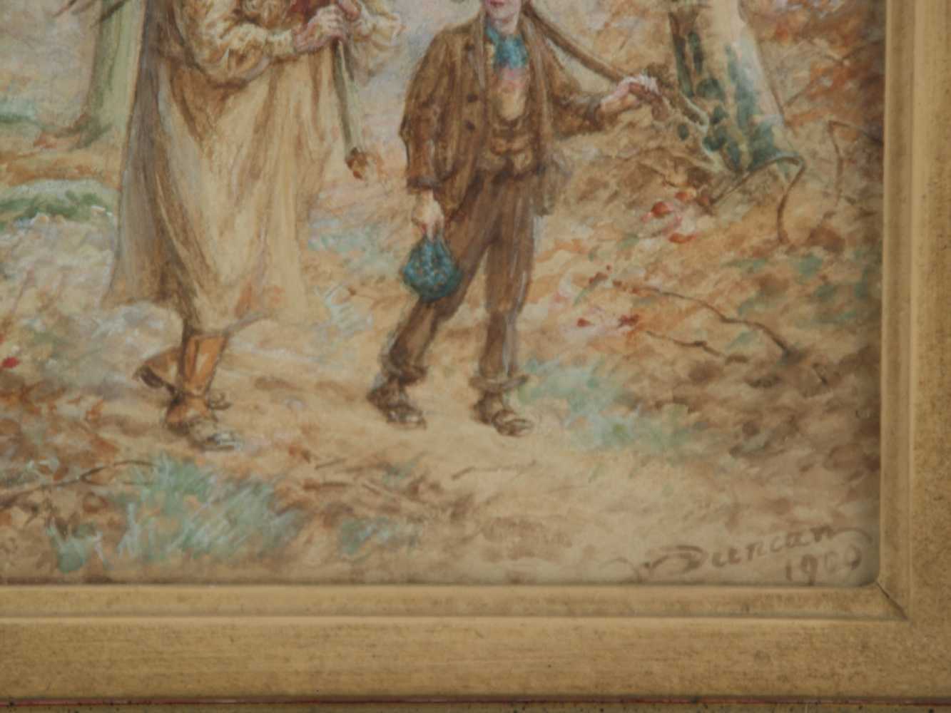 Duncan, Walter (1848-1932) - Holzsammler im Wald, Aquarell, re. unten signiert und datiert (1909), - Image 3 of 3