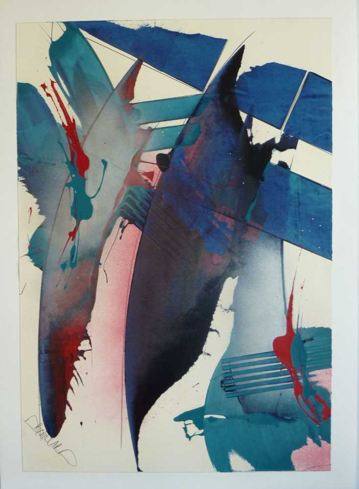 Drouillard,Girard Louis -"Ohne Titel",Acrylfarbe auf Papier,signiert,wohl 1980er Jahre,ca.56x81cm,