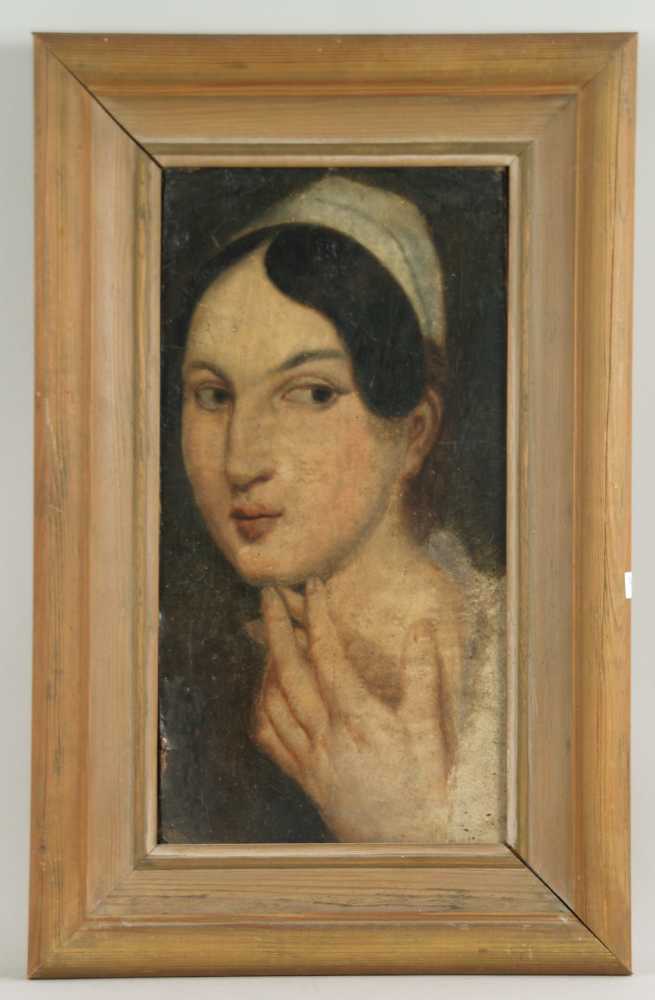 Anonym - Frauenportrait im manieristischen Stil,Öl auf Leinwand auf Karton,Altersspuren,Craquelé,