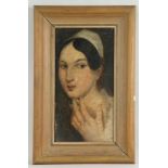 Anonym - Frauenportrait im manieristischen Stil,Öl auf Leinwand auf Karton,Altersspuren,Craquelé,