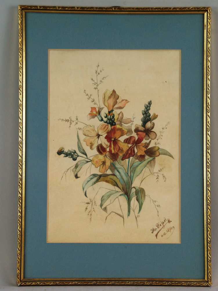 Fessel,M. - Blumenstrauss,Aquarell auf Papier,rechts unten signiert und datiert "11.12.1896",im PP