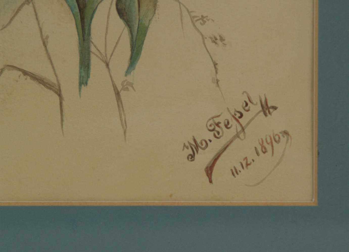 Fessel,M. - Blumenstrauss,Aquarell auf Papier,rechts unten signiert und datiert "11.12.1896",im PP - Image 3 of 3