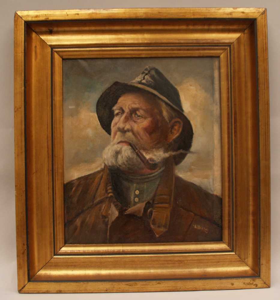 Biesel,W. -1.Hälfte 20.Jh.- Porträt eines Seemanns mit Pfeife, Öl/Leinwand,rechts unten signiert, - Image 2 of 4