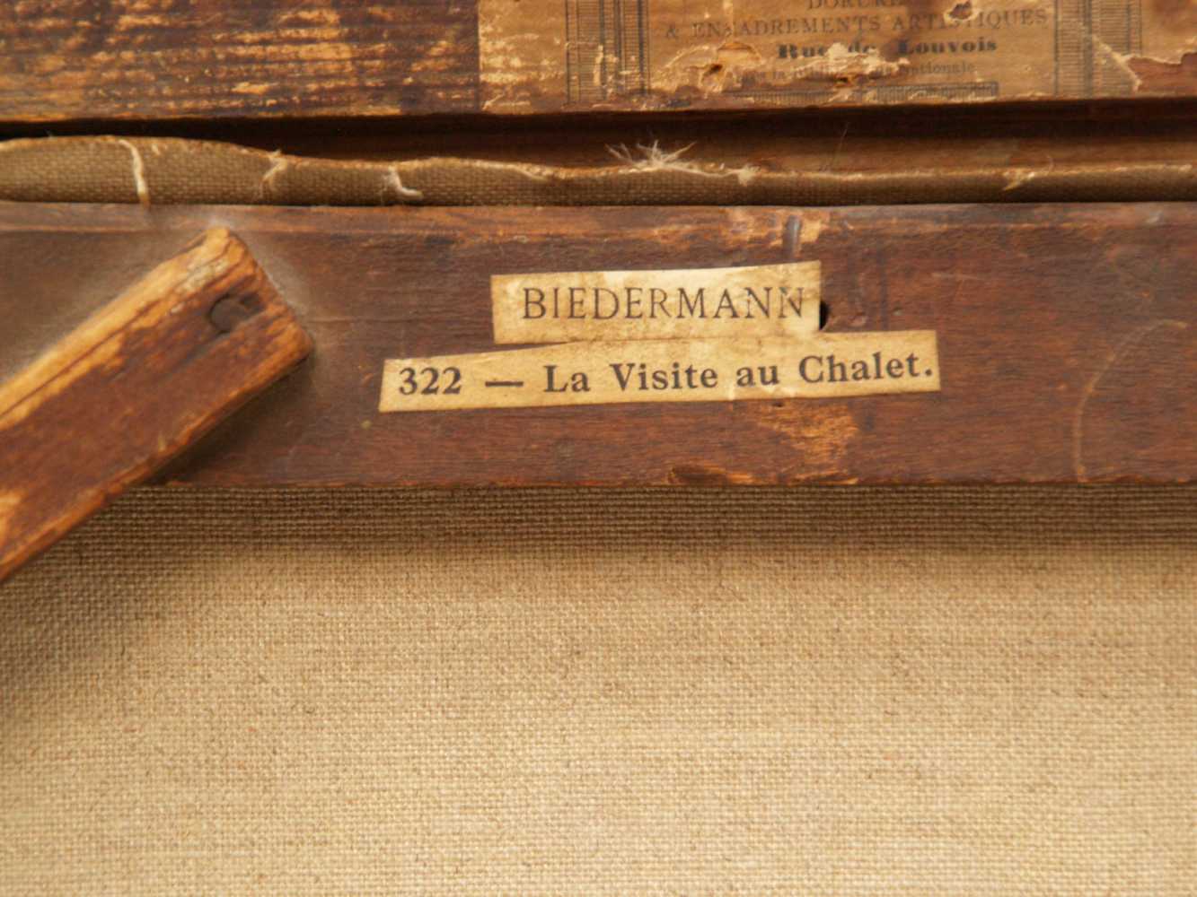 J.J.Biedermann -19.Jh.- La visite au chalet,Öl/Lwd,rechts unten signiert,in Rot dat.1850?, - Image 6 of 6