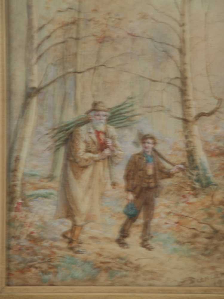 Duncan, Walter (1848-1932) - Holzsammler im Wald, Aquarell, re. unten signiert und datiert (1909), - Image 2 of 3