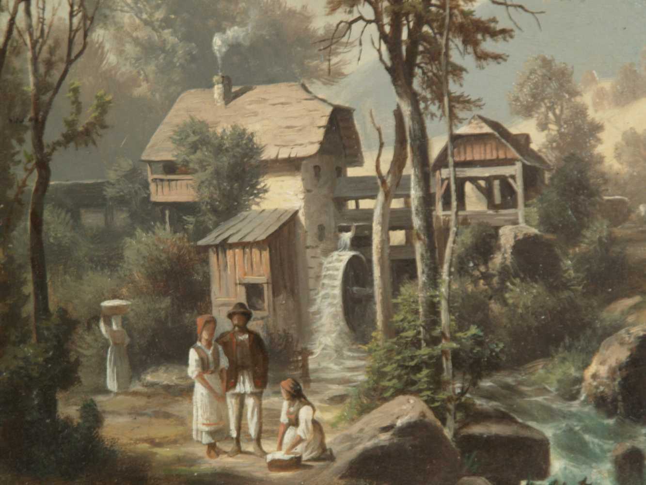 Monogrammist -Ende 19.Jh.- Landschaft mit Wassermühle bei Zagreb,Öl Auf Malkarton,links unten - Image 3 of 7