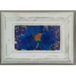 Jani - "Blaue Blüten", Acryl auf Holz, signiert, 11x22 cm, in Holzrahmung