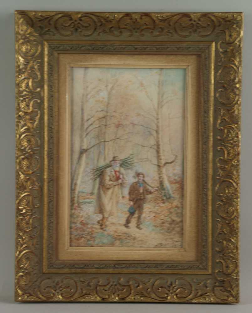 Duncan, Walter (1848-1932) - Holzsammler im Wald, Aquarell, re. unten signiert und datiert (1909),