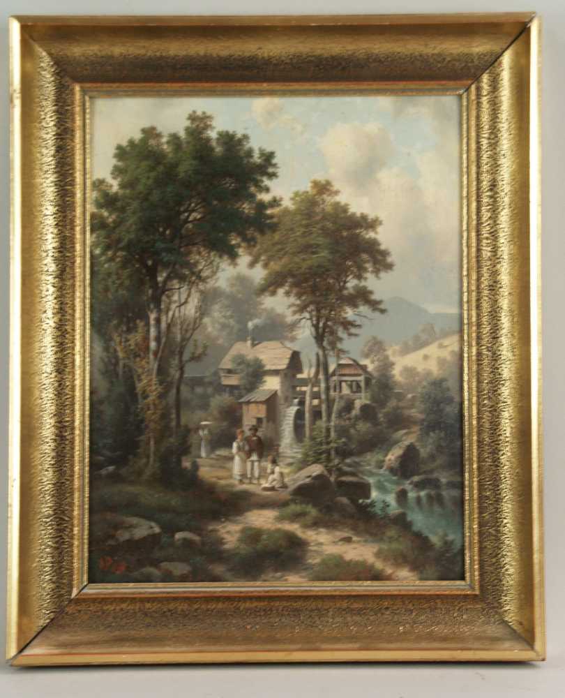 Monogrammist -Ende 19.Jh.- Landschaft mit Wassermühle bei Zagreb,Öl Auf Malkarton,links unten