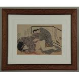 Kitagawa,Utamaro - "Erotik Nr. 6", aus Kopfkissenbuch,Farboffset,ca.31x21 cm,mehrfach in PP gerahmt