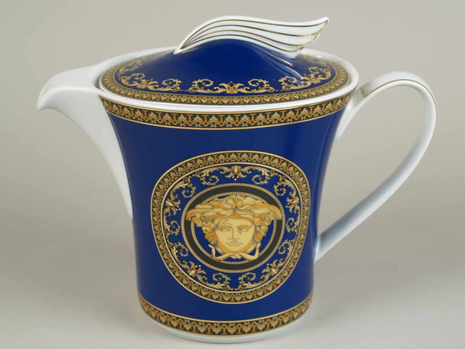 Kleines Kaffeeservice für eine Person - Rosenthal, Versace "Medusa Blue", z.T. Form Ikarus Paul - Bild 2 aus 4