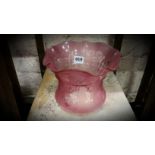 ANTIQUE RUBY GLASS OIL LAMP SHADE