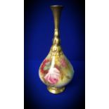SIGNED 1940'S ROYAL WORCESTER VASE HAND PAINTED WITH ROSES BY WALTER SEDGLEY