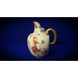 VICTORIAN ROYAL WORCESTER HAND PAINTED JUG WITH FLORAL DESIGN