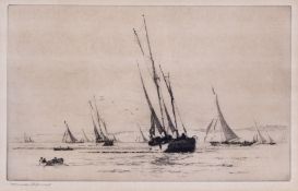 Wilkinson (Norman) - Brixham Trawlers,  etching with drypoint, 175 x 277mm., signed in pencl lower