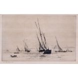 Wilkinson (Norman) - Brixham Trawlers,  etching with drypoint, 175 x 277mm., signed in pencl lower