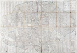 France.- Paris.- - Plan Routier de la Ville et Fauxbourgs de Paris,  engraved plan with original